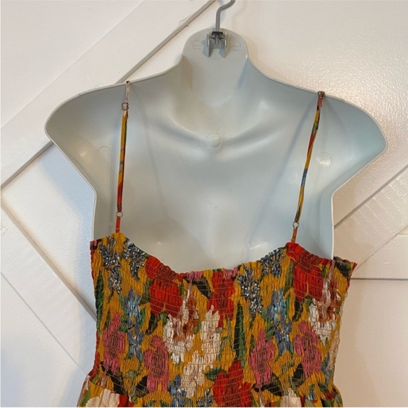 Nicholas Floral Printed Tiered Ruffle Smocked Prairie Sleeveless Midi Dress 16 - Picture 8 of 13